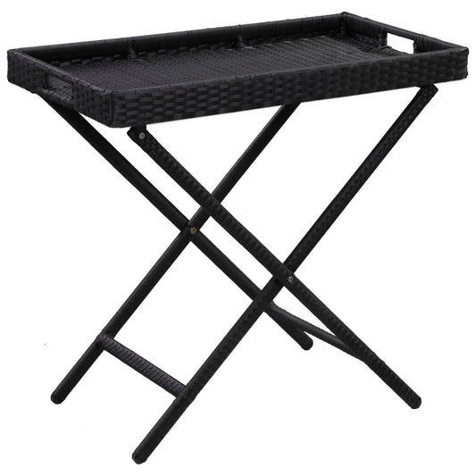 Folding Table Black 31.5"x17.7"x29.5" Poly Rattan