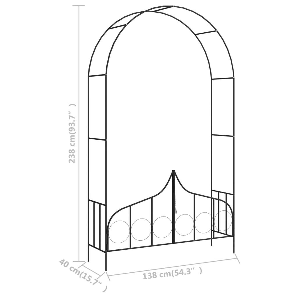 garden-arch-with-gate-black-54-3-x15-7-x93-7-iron At Willow and Wine USA!