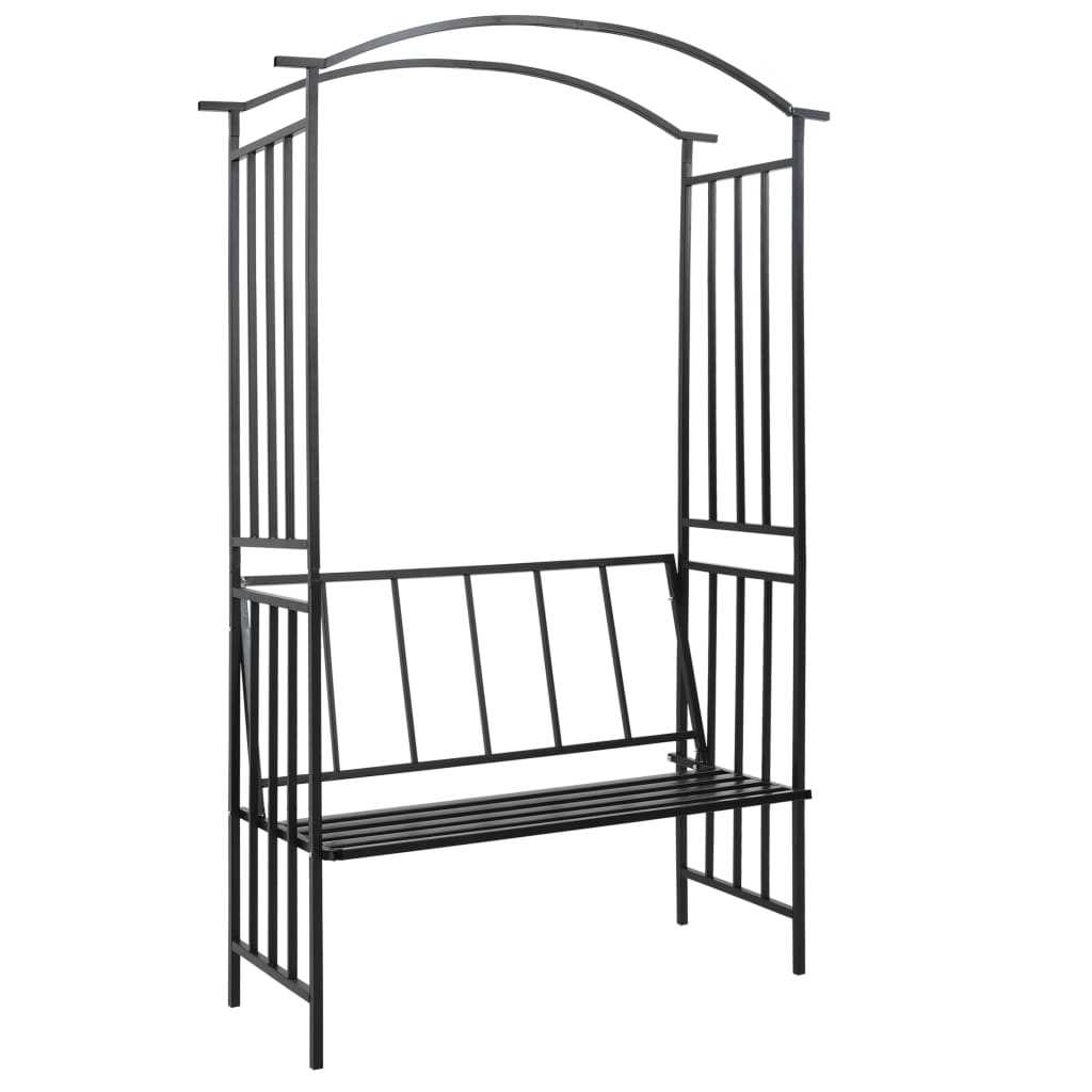 garden-arch-with-bench-black-50-4-x19-7-x81-5-iron At Willow and Wine USA!