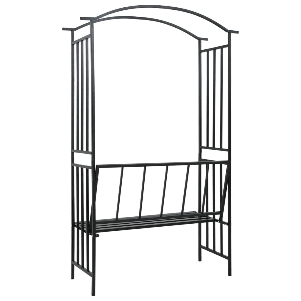 garden-arch-with-bench-black-50-4-x19-7-x81-5-iron At Willow and Wine USA!