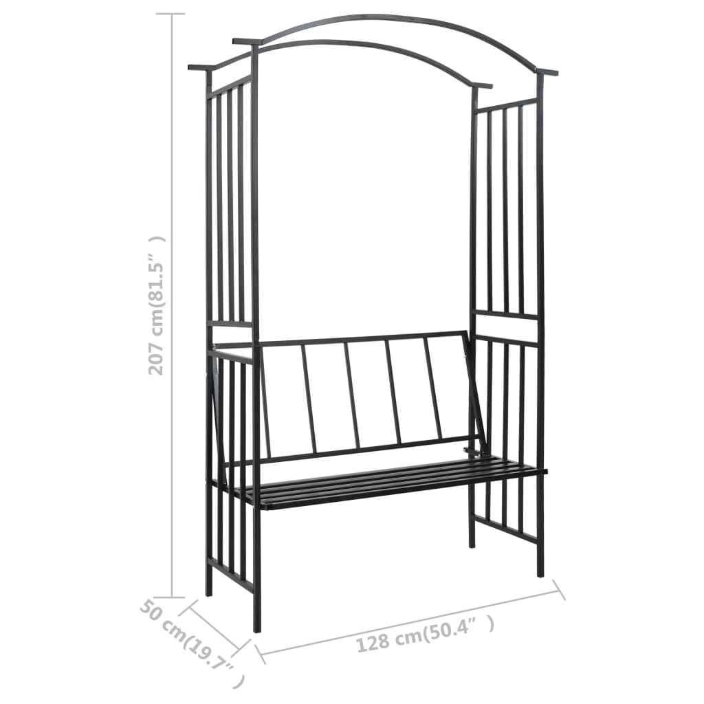 garden-arch-with-bench-black-50-4-x19-7-x81-5-iron At Willow and Wine USA!