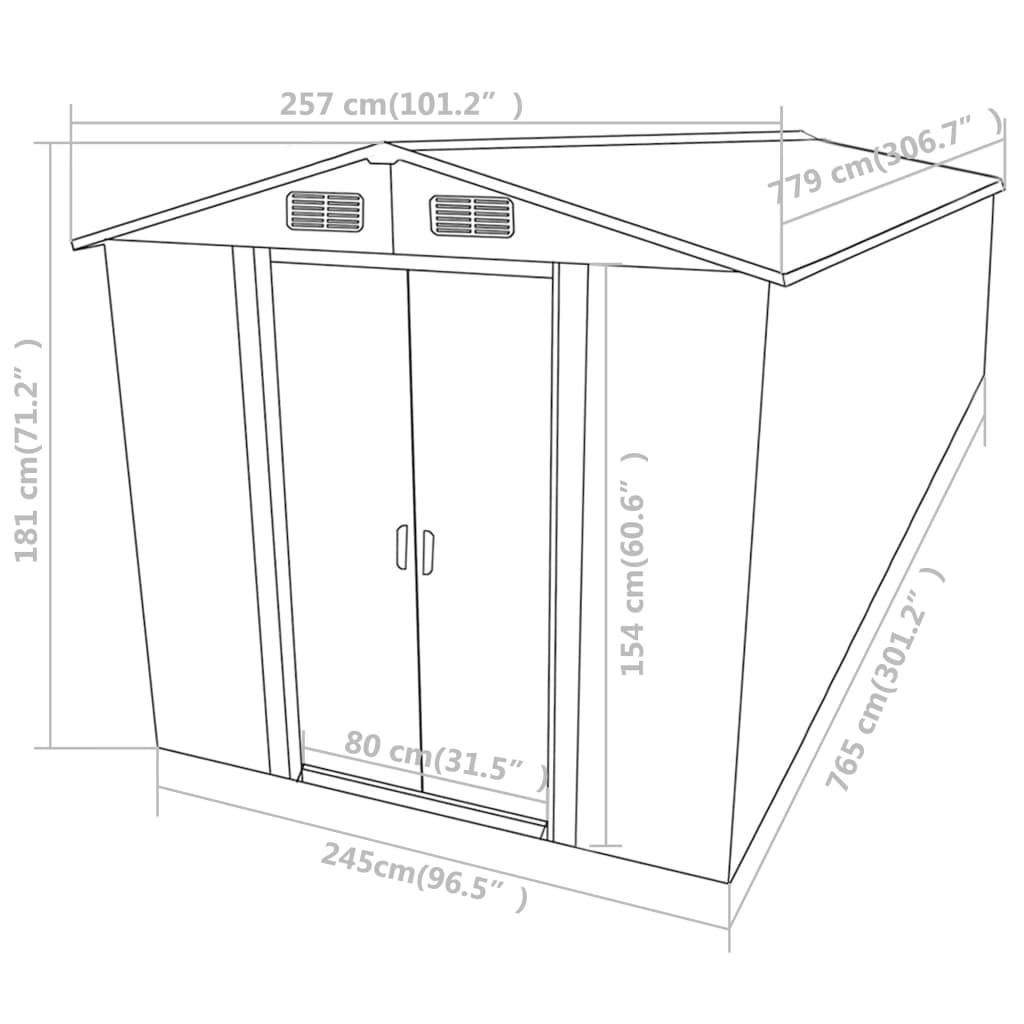 garden-shed-green-101-2-x306-7-x71-3-galvanized-steel At Willow and Wine USA!