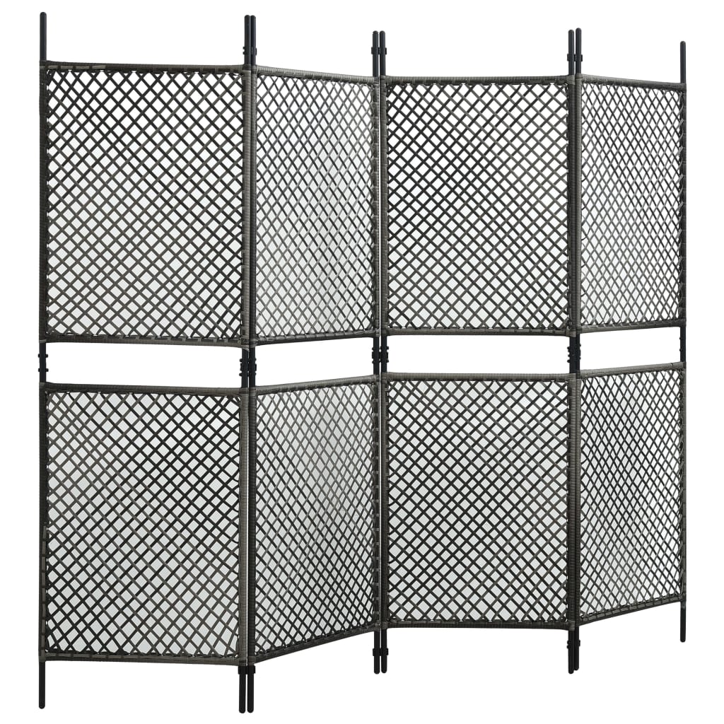 4-Panel Room Divider Poly Rattan Anthracite 94.5"x78.7"