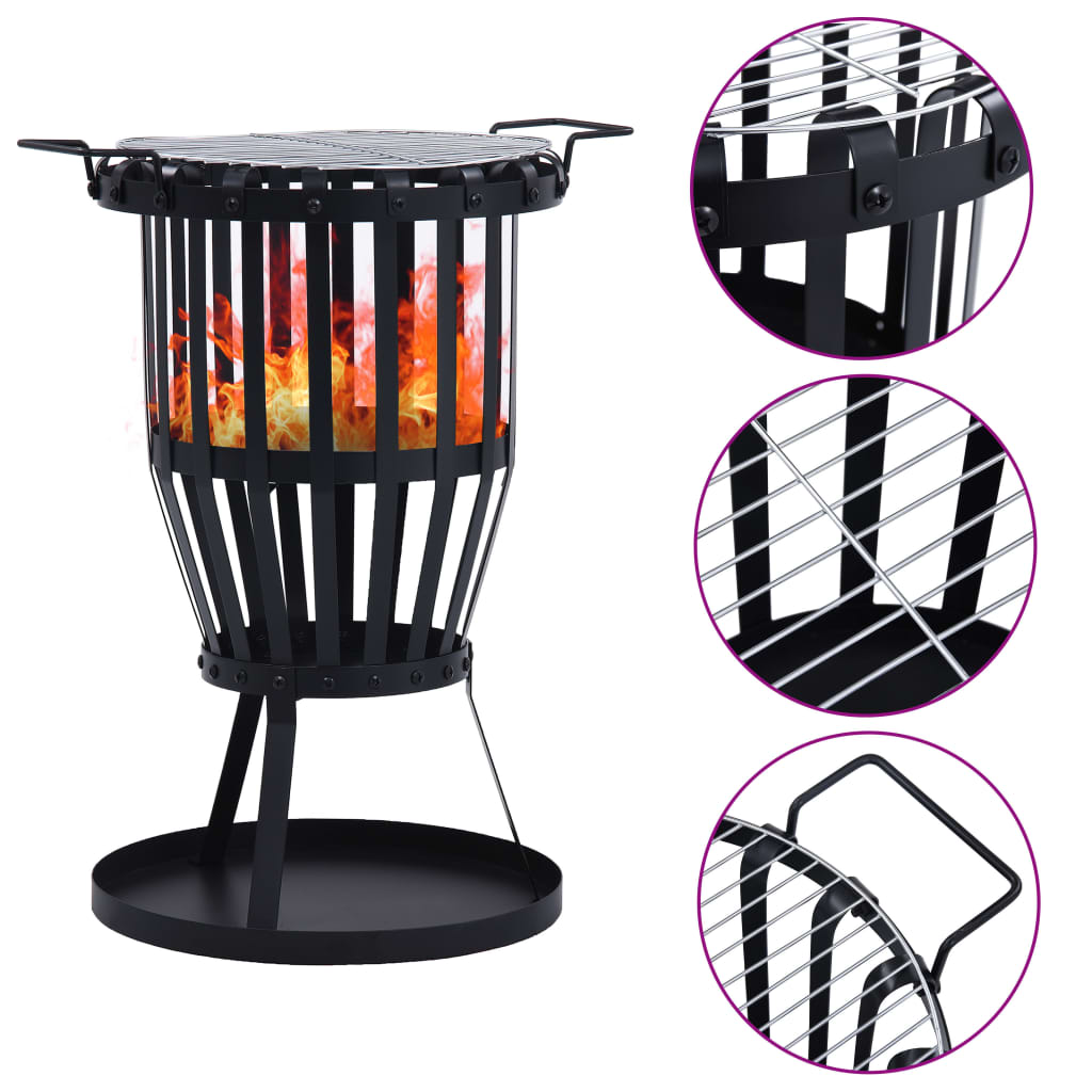 garden-fire-pit-basket-with-bbq-grill-steel-19 At Willow and Wine USA!