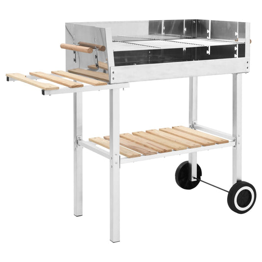 xxl-trolley-charcoal-bbq-grill-stainless-steel-with-2-shelves-817809 At Willow and Wine USA!