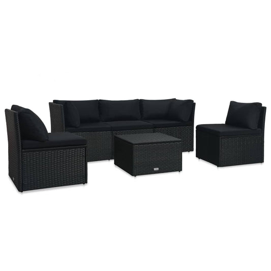 4-piece-garden-lounge-set-with-cushions-poly-rattan-black At Willow and Wine USA!