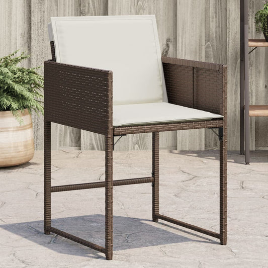 Patio Chairs with Cushions 4 pcs Brown Poly Rattan