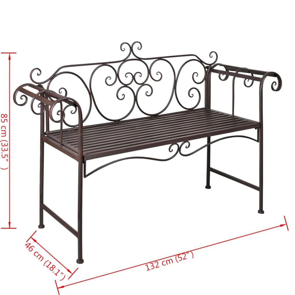 patio-bench-52-steel-antique-brown At Willow and Wine USA!