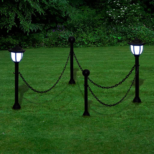 chain-fence-with-solar-lights-two-led-lamps-two-poles At Willow and Wine USA!