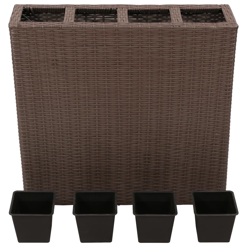 garden-raised-bed-with-4-pots-poly-rattan-brown At Willow and Wine USA!