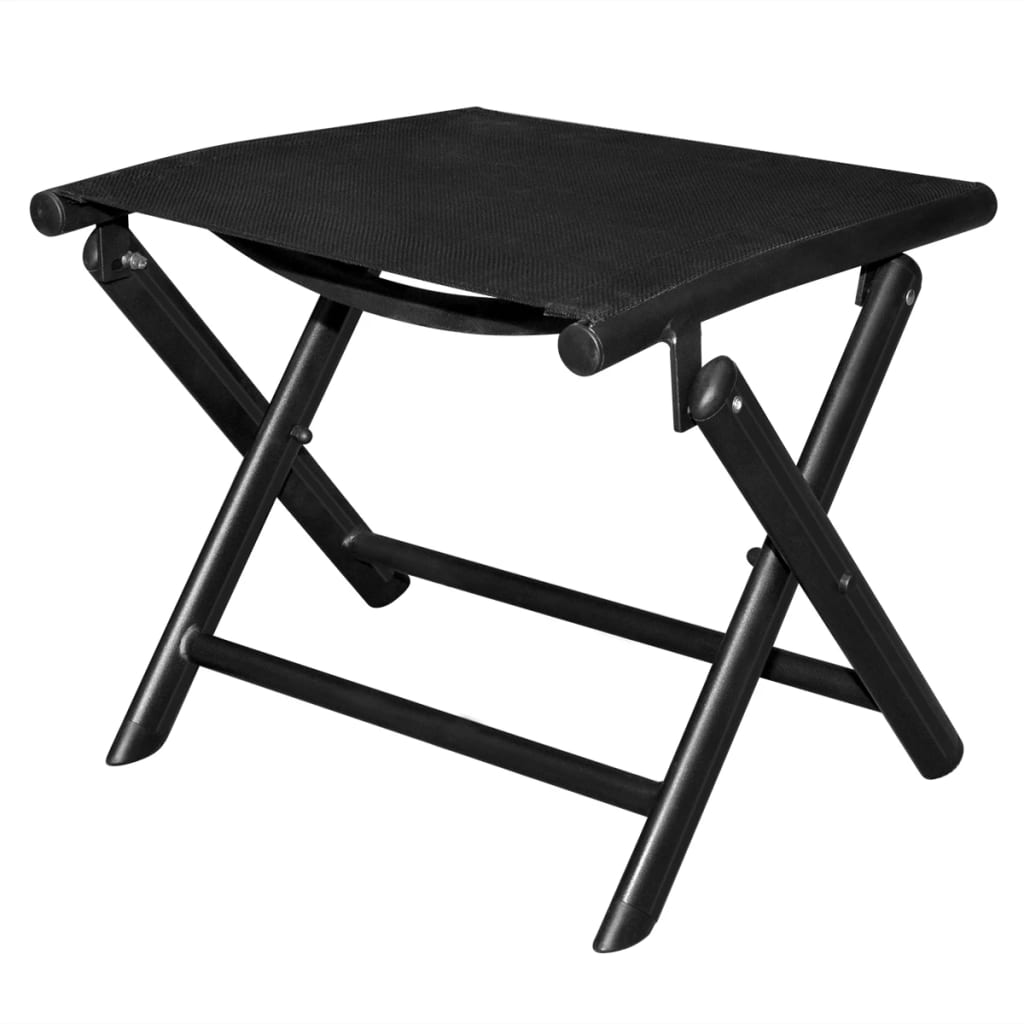 folding-footstool-black-aluminum-and-textilene At Willow and Wine USA!