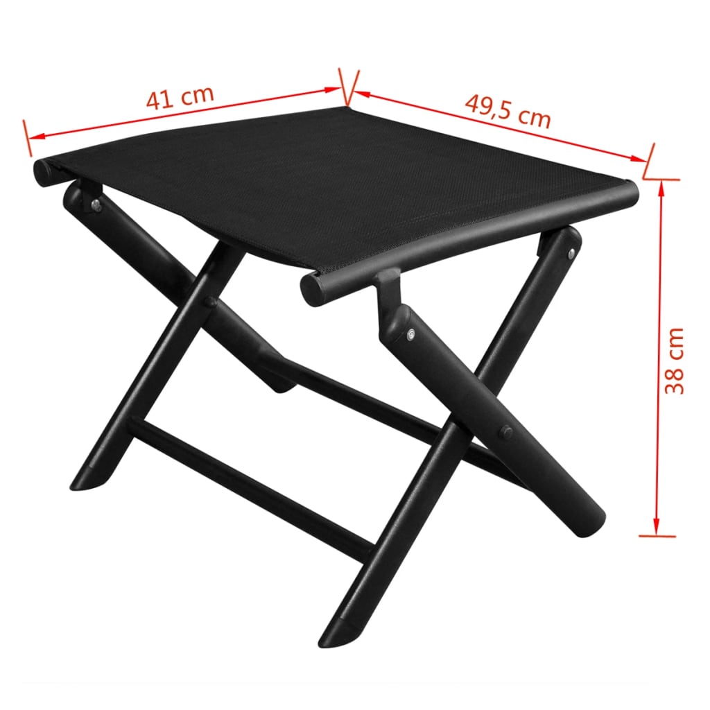 folding-footstool-black-aluminum-and-textilene At Willow and Wine USA!