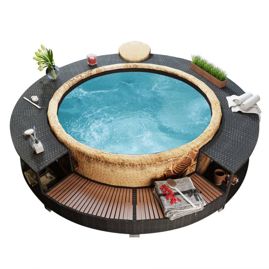 hot-tub-surround-black-poly-rattan At Willow and Wine USA!