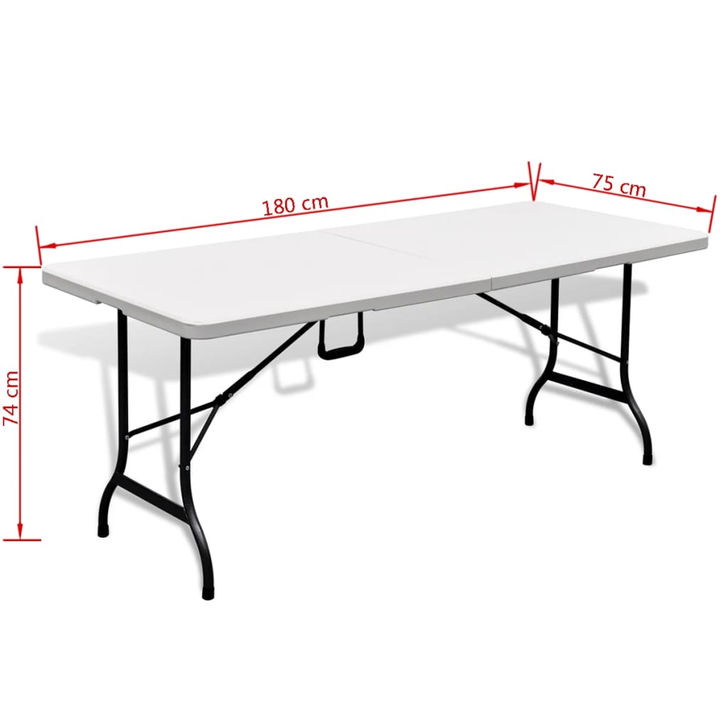 Folding Patio Table White 70.9"x29.5"x29.1" HDPE