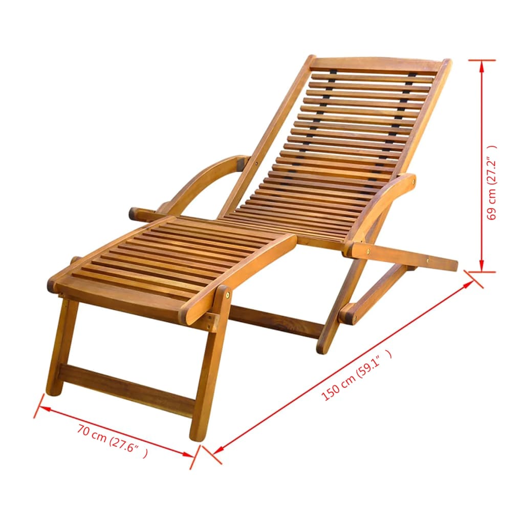 deck-chair-with-footrest-solid-acacia-wood At Willow and Wine USA!