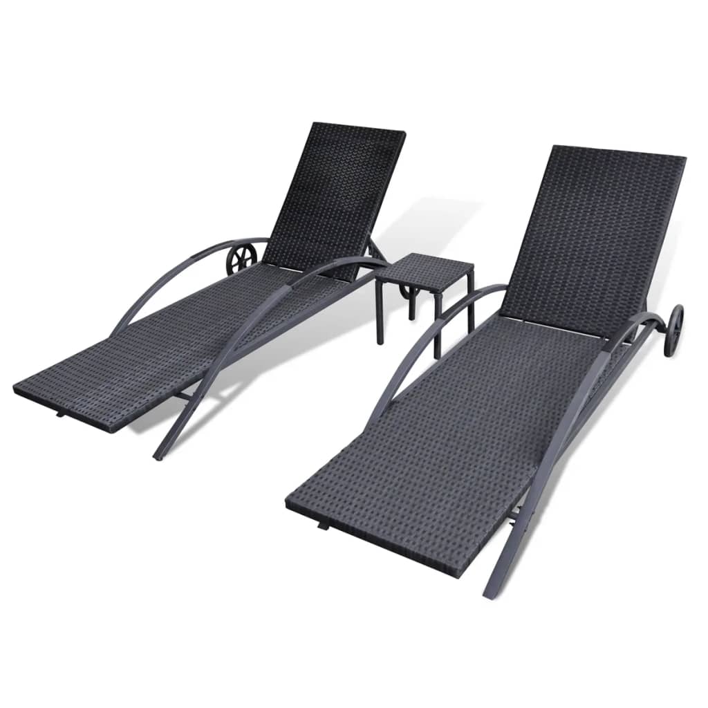 sun-loungers-with-table-poly-rattan-black At Willow and Wine USA!