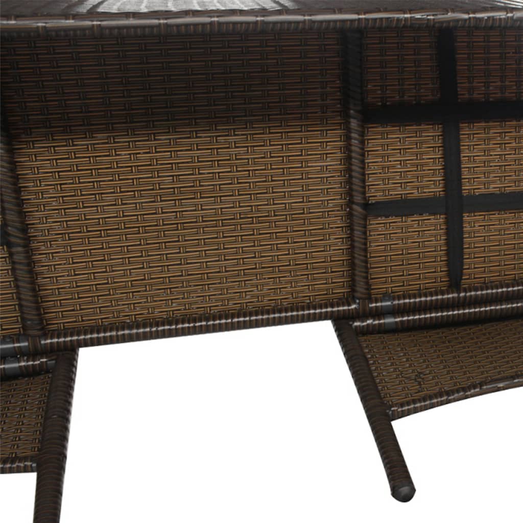 2-Seater Patio Sofa with Tea Table Poly Rattan Brown