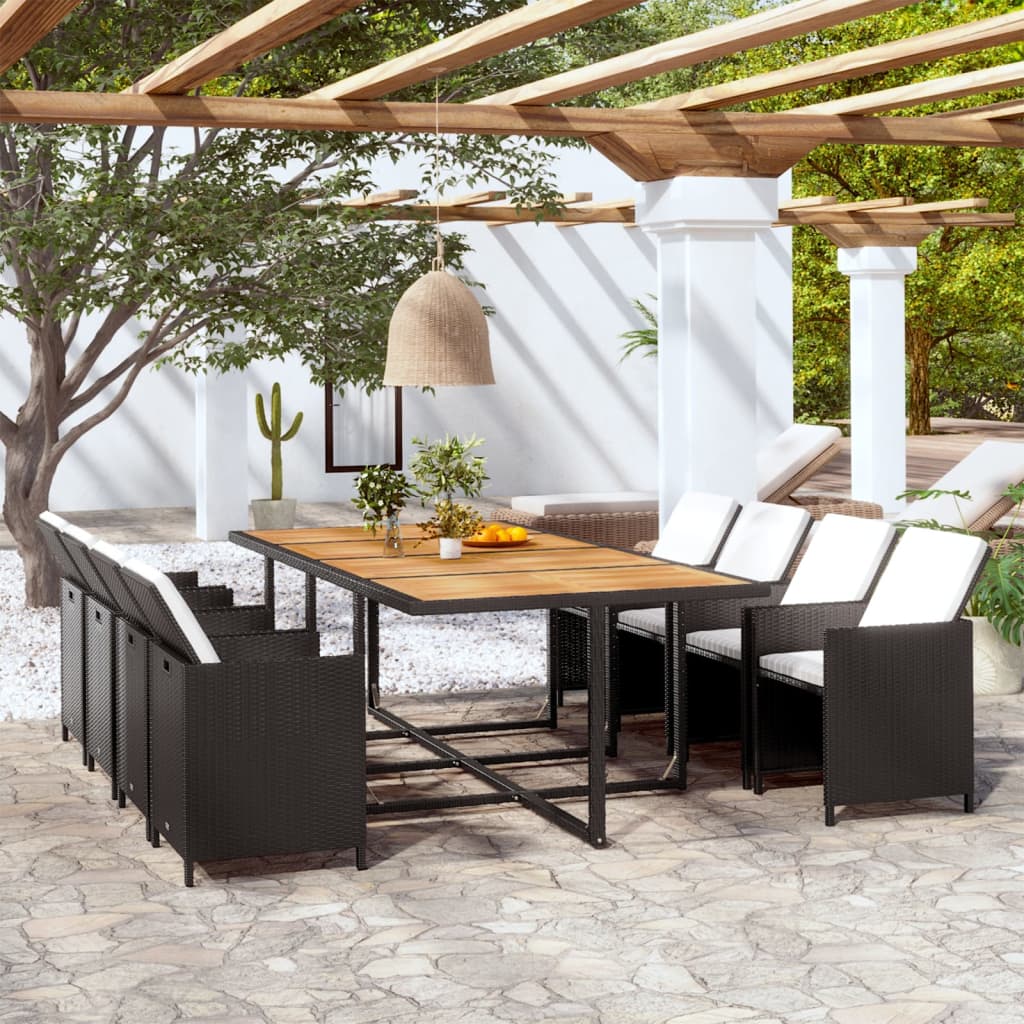 11-piece-patio-dining-set-with-cushions-poly-rattan-brown At Willow and Wine USA!