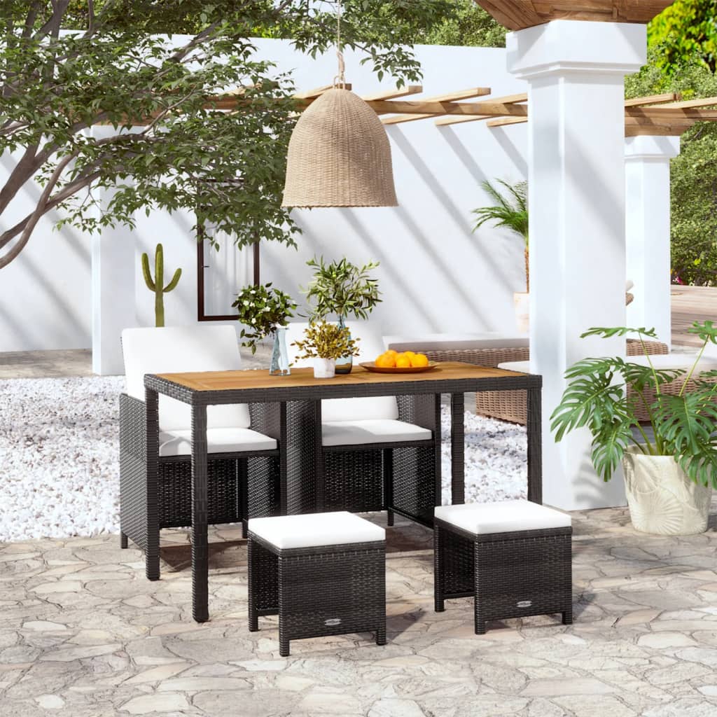 5-piece-patio-dining-set-with-cushions-poly-rattan-beige-2 At Willow and Wine USA!