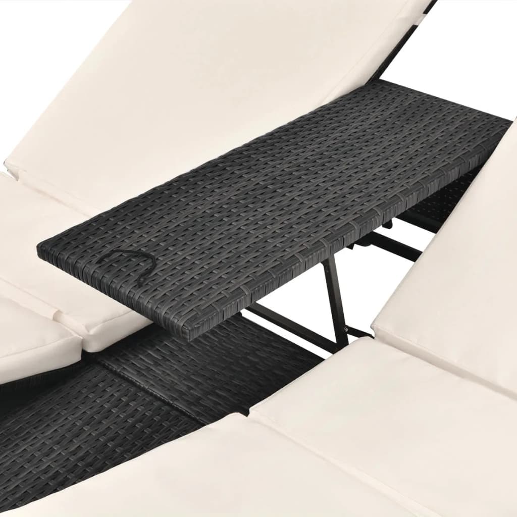 double-sun-lounger-with-curtains-poly-rattan-black At Willow and Wine USA!