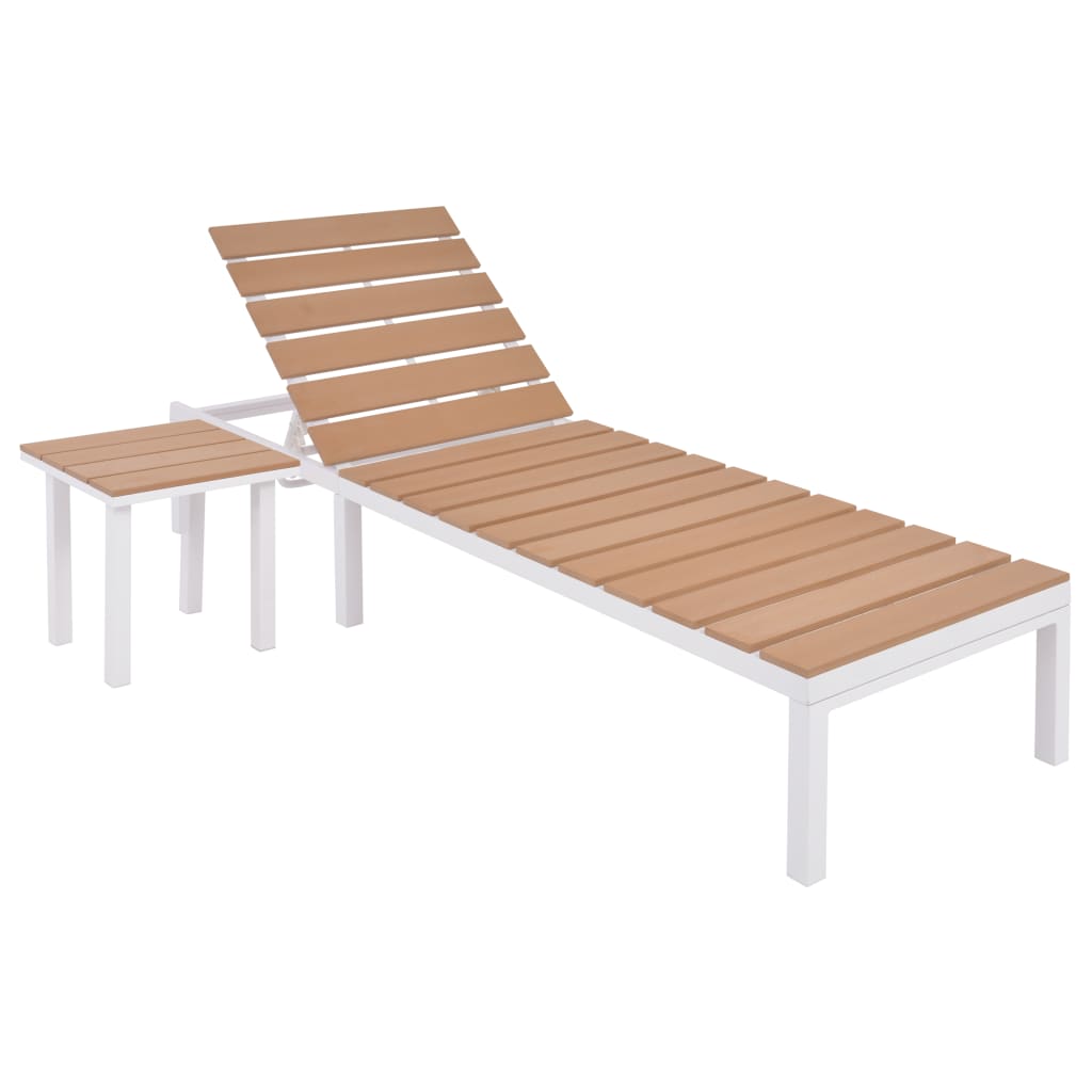 sun-lounger-with-table-aluminum-wpc-and-brown At Willow and Wine USA!