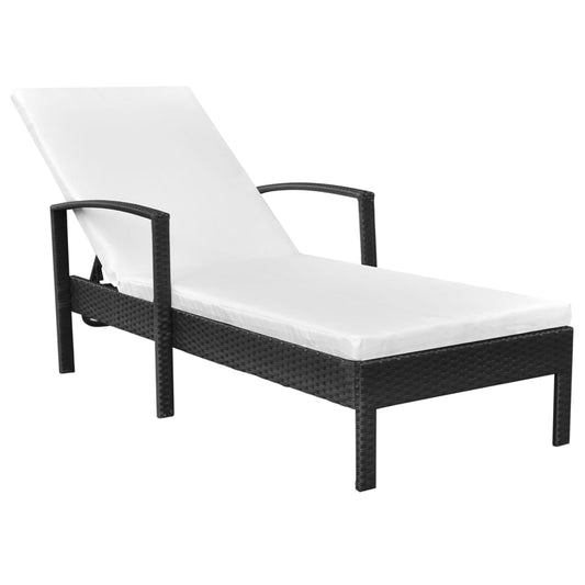 sun-lounger-with-cushion-poly-rattan-black At Willow and Wine USA!