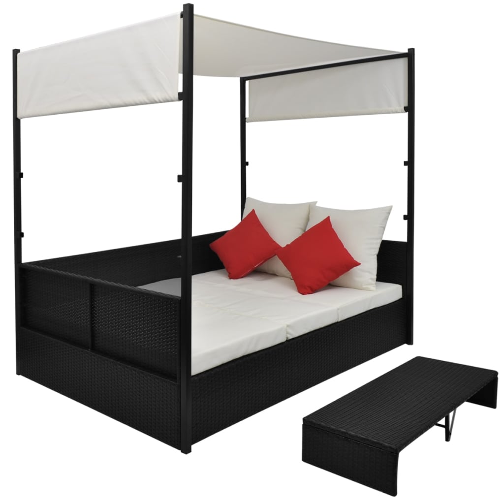 patio-bed-with-canopy-black-74-8-x51-2-poly-rattan At Willow and Wine USA!