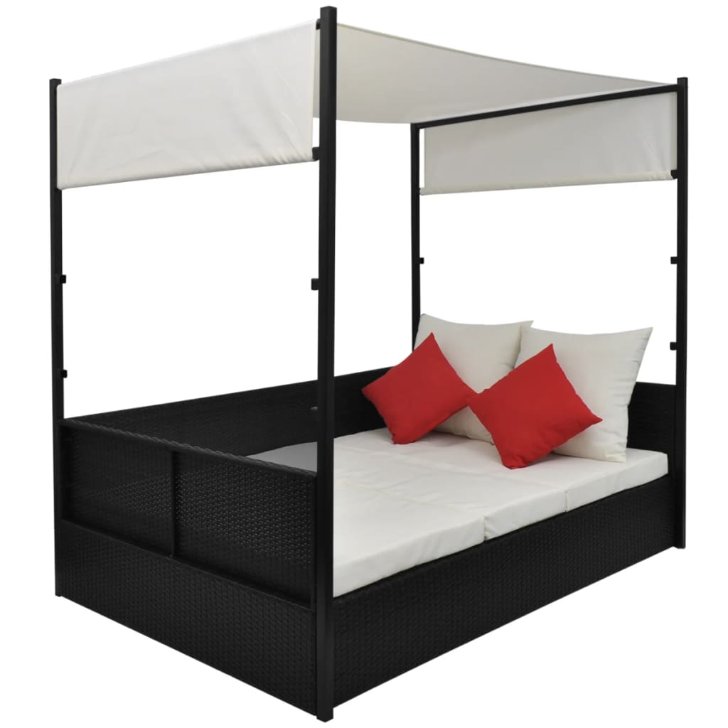 patio-bed-with-canopy-black-74-8-x51-2-poly-rattan At Willow and Wine USA!