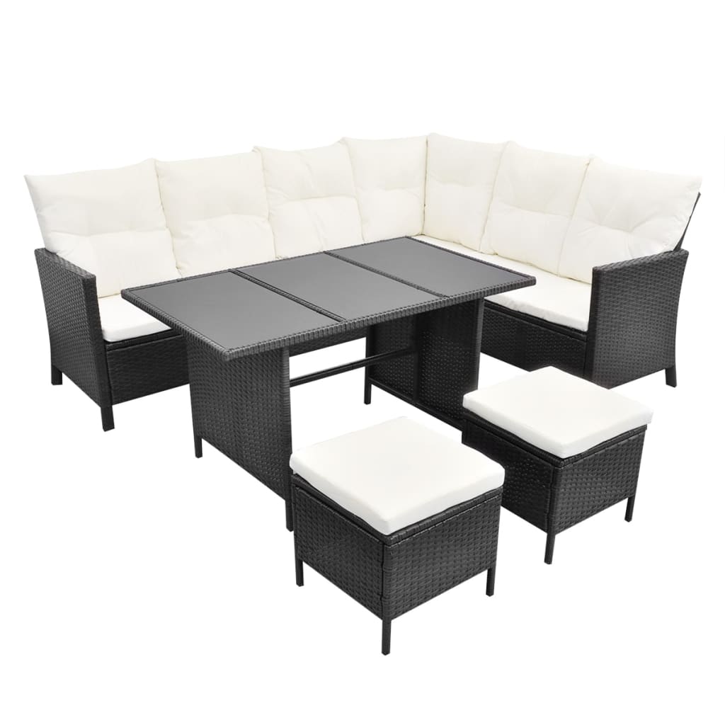 4-piece-patio-lounge-set-with-cushions-poly-rattan-black At Willow and Wine USA!