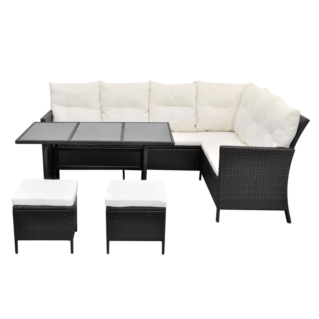 4-piece-patio-lounge-set-with-cushions-poly-rattan-black At Willow and Wine USA!