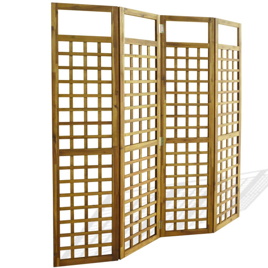 4-panel-room-divider-trellis-solid-acacia-wood-63-x66-9 At Willow and Wine USA!