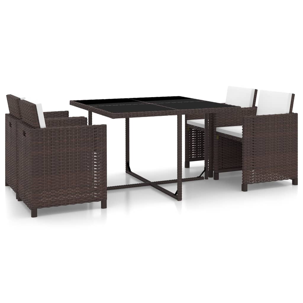 5-piece-patio-dining-set-with-cushions-poly-rattan-gray At Willow and Wine USA!