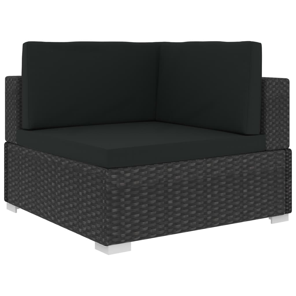 4 Piece Patio Sofa Set with Cushions Poly Rattan Black