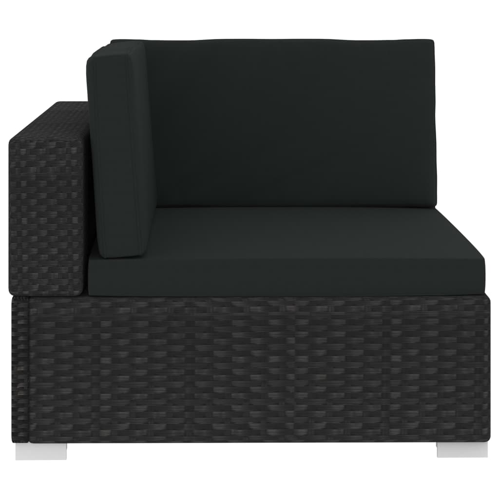 4 Piece Patio Sofa Set with Cushions Poly Rattan Black