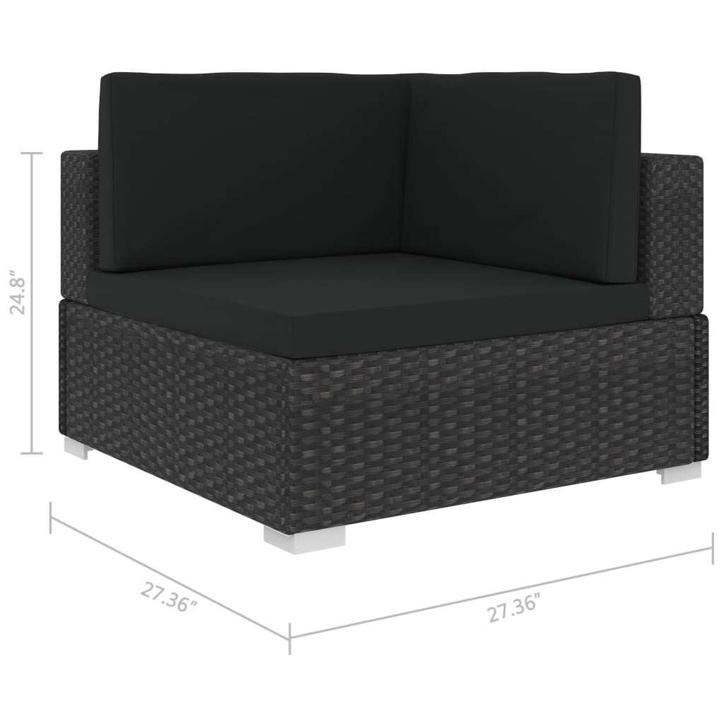 4 Piece Patio Sofa Set with Cushions Poly Rattan Black