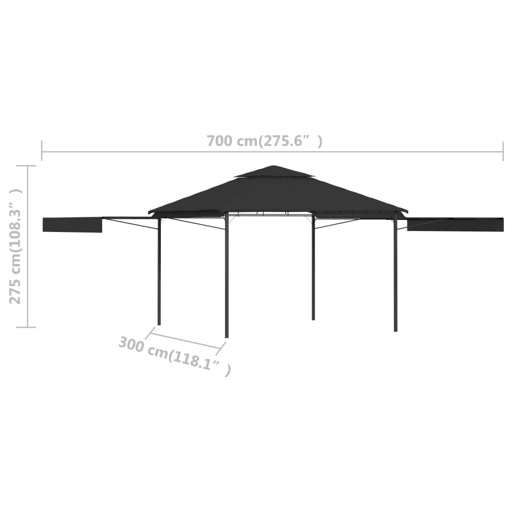 gazebo-with-double-extending-roofs-9-8-x9-8-x9-anthracite-0-6-oz-ft2 At Willow and Wine USA!