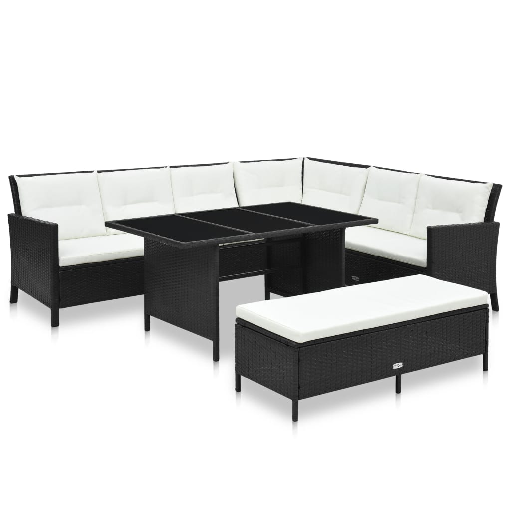 3-piece-patio-lounge-set-with-cushions-poly-rattan-black At Willow and Wine USA!