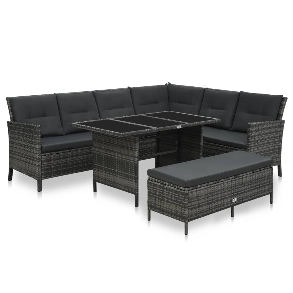 3-piece-patio-lounge-set-with-cushions-poly-rattan-black At Willow and Wine USA!