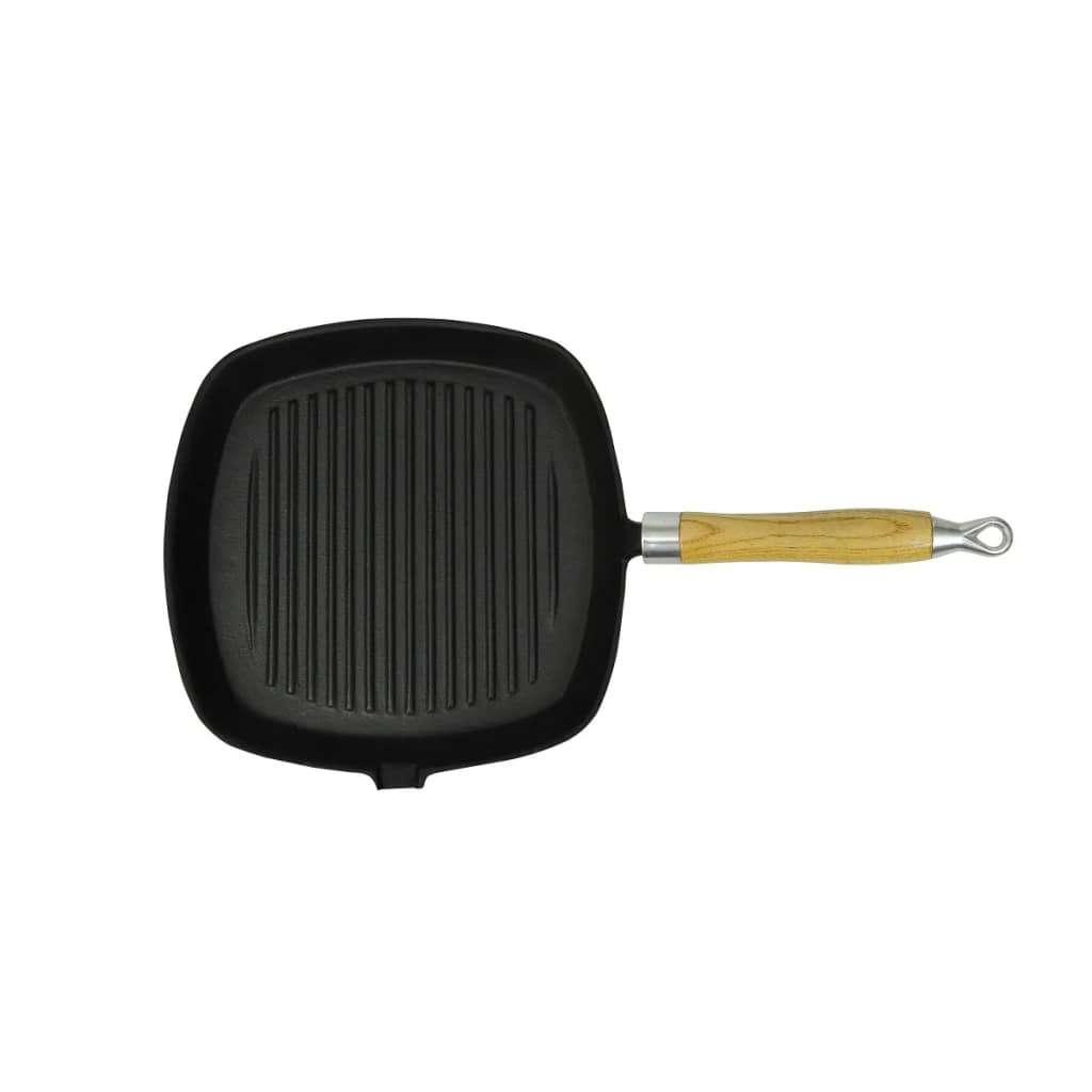 cast-iron-grill-pan-bbq-skillet-wooden-handle At Willow and Wine USA!