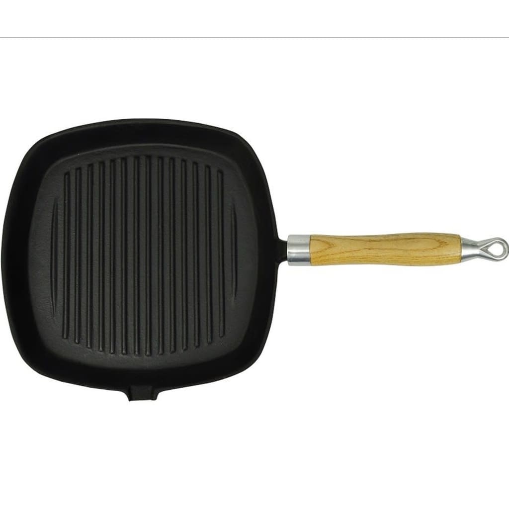 cast-iron-grill-pan-bbq-skillet-wooden-handle At Willow and Wine USA!