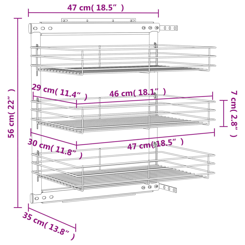 3-tier-pull-out-kitchen-wire-basket-silver-18-5-x13-8-x22 At Willow and Wine USA!