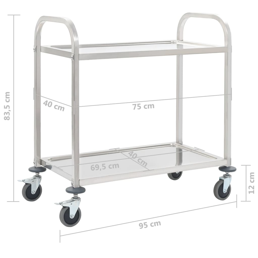 2-tier-kitchen-trolley-37-4-x17-7-x32-9-stainless-steel At Willow and Wine USA!