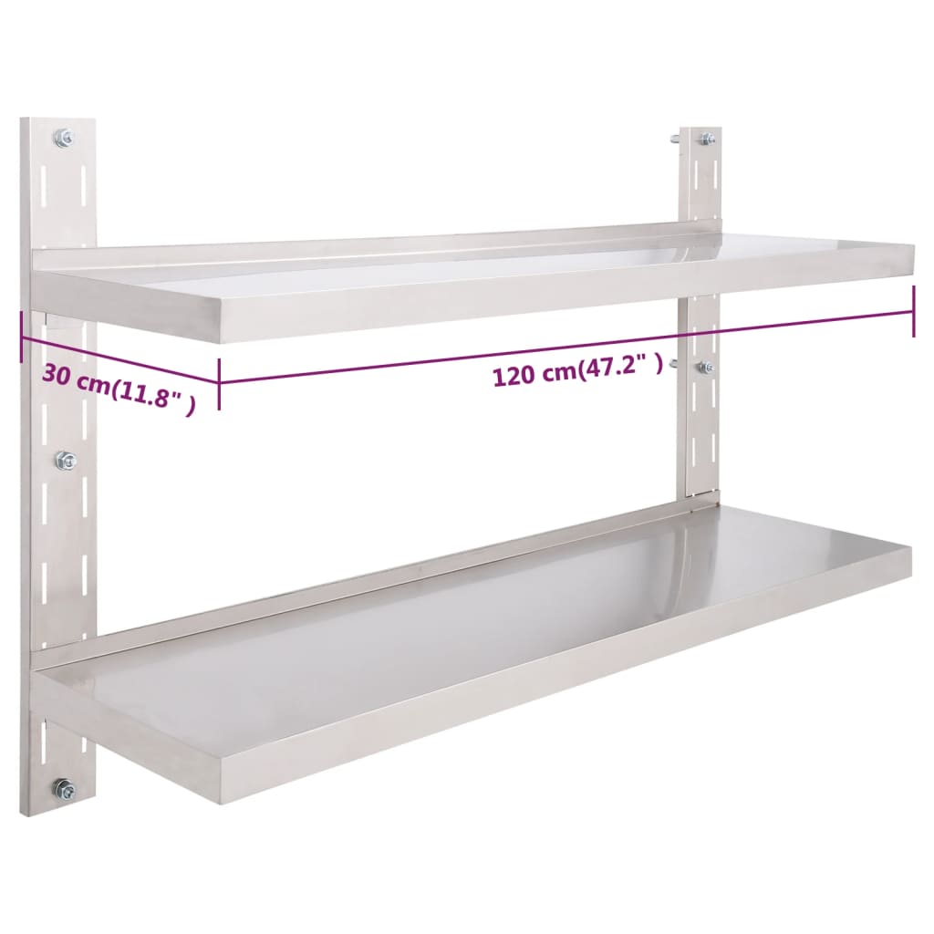 2-tier-floating-wall-shelf-stainless-steel-47-2-x11-8 At Willow and Wine USA!