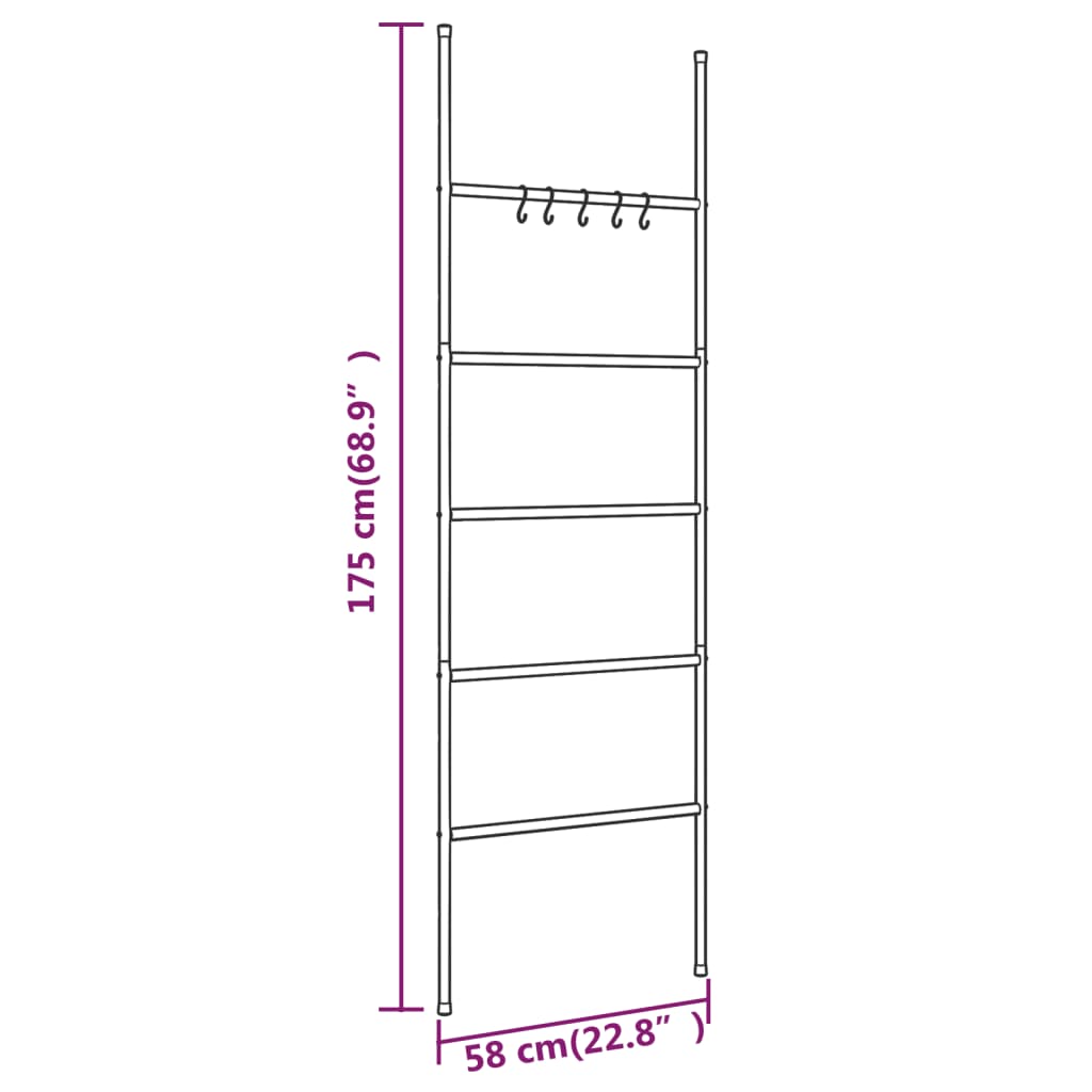 towel-rack-ladder-with-5-tiers-black-22-8-x68-9-iron At Willow and Wine USA!