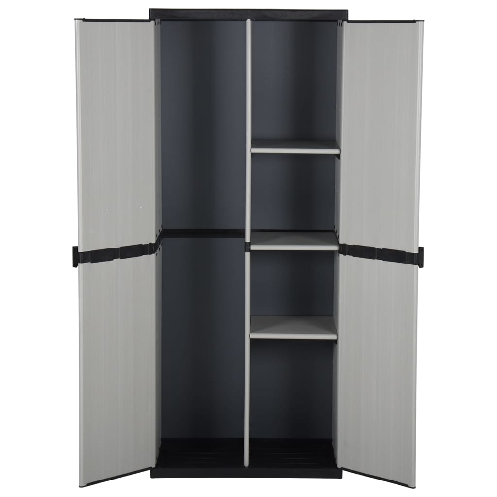 garden-storage-cabinet-with-3-shelves-gray-black-26-8-x15-7-x66-1 At Willow and Wine USA!