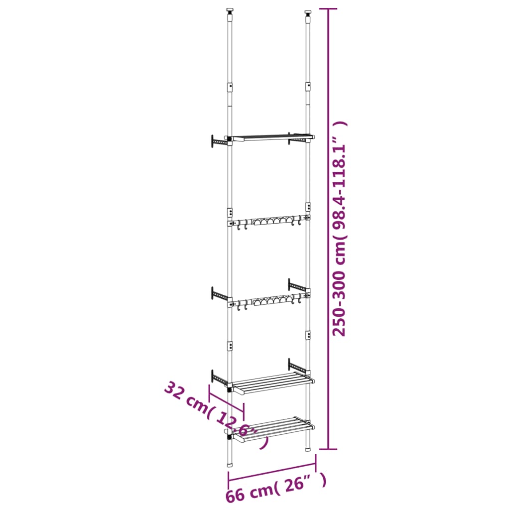 telescopic-garden-rack-with-3-shelves-silver-aluminum-817932 At Willow and Wine USA!