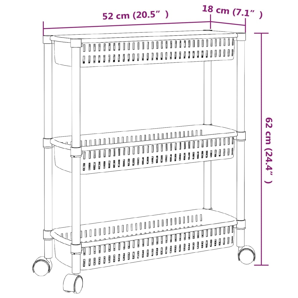 3-tier-storage-trolley-silver-and-white-aluminum-841958 At Willow and Wine USA!