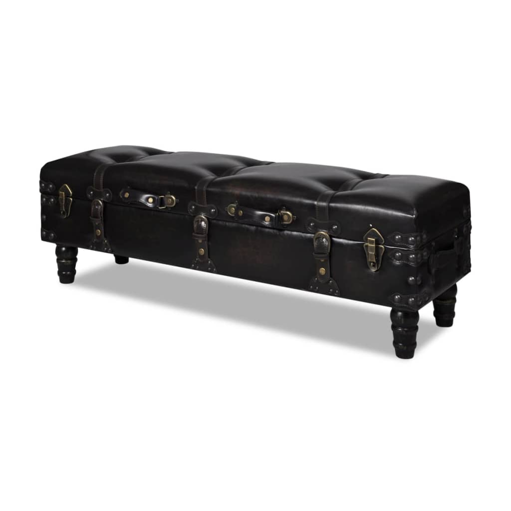 storage-bench-43-7-dark-brown-solid-wood-pine-faux-leather At Willow and Wine USA!