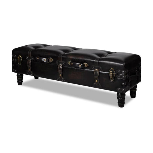 storage-bench-43-7-dark-brown-solid-wood-pine-faux-leather At Willow and Wine USA!