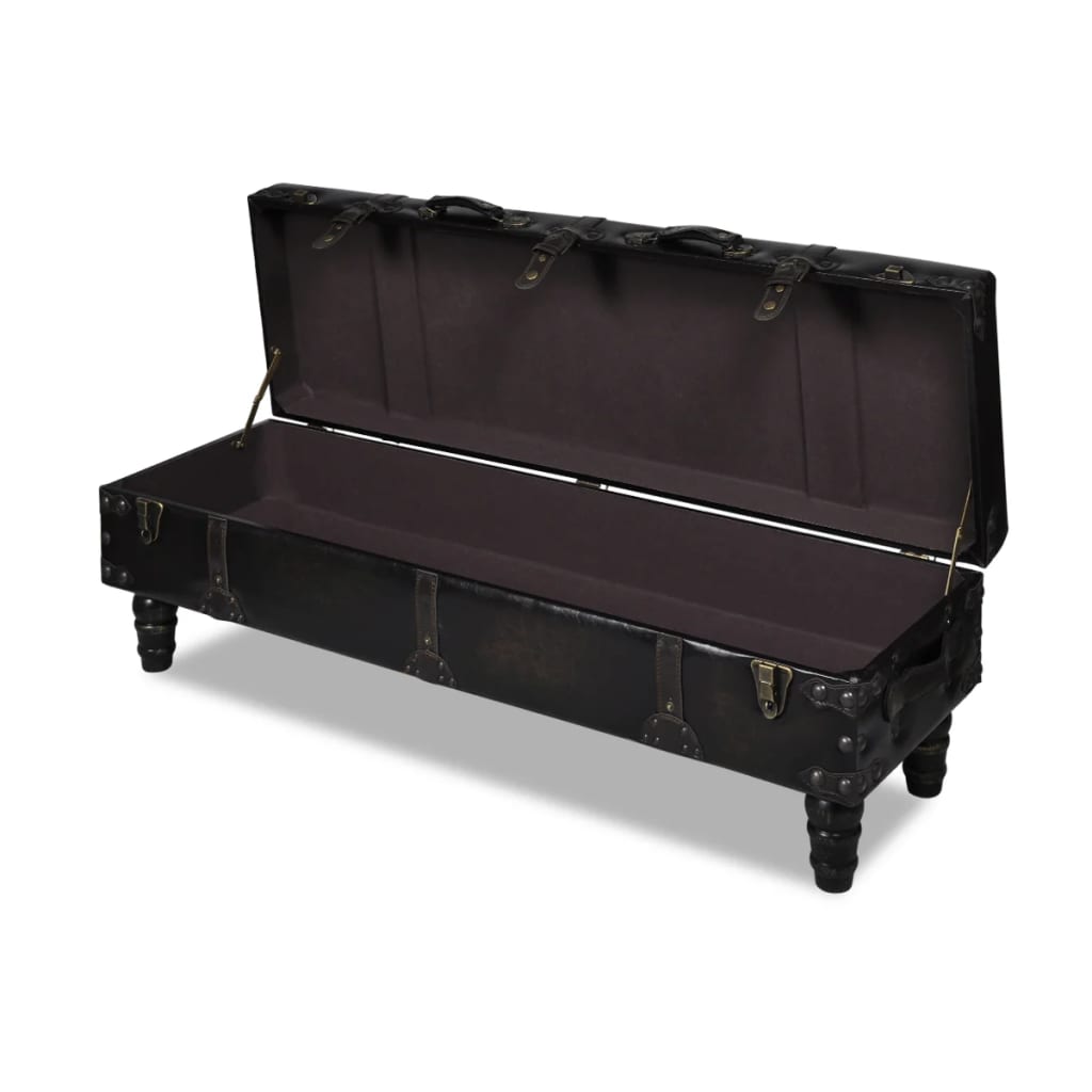 storage-bench-43-7-dark-brown-solid-wood-pine-faux-leather At Willow and Wine USA!